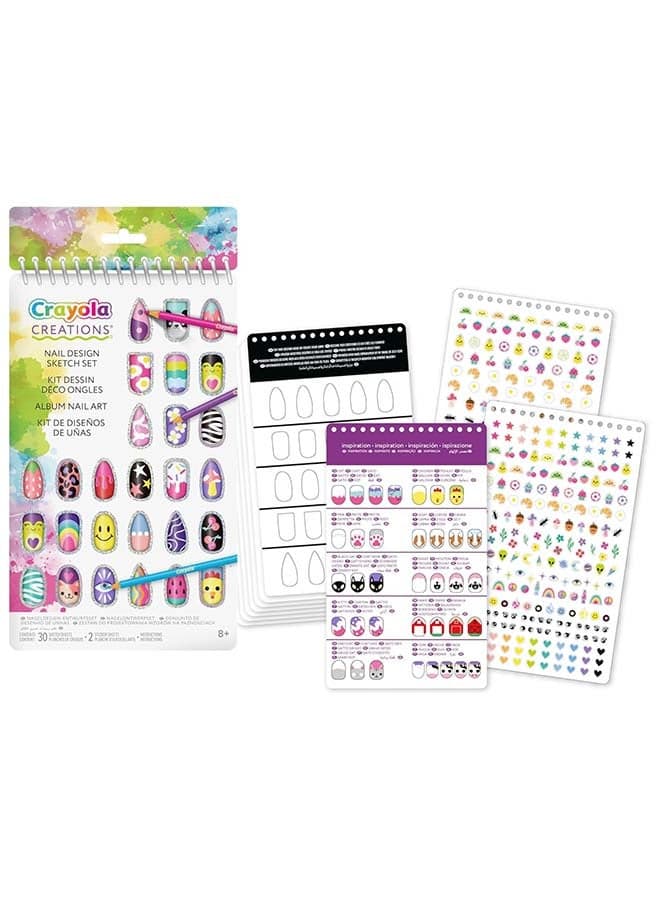 Nail Design Portfolio – 30-Page Creative Activity Book with Stickers | DIY Nail Art Sketch & Design Set for Girls Ages 8+ | Fashion & Art Fun