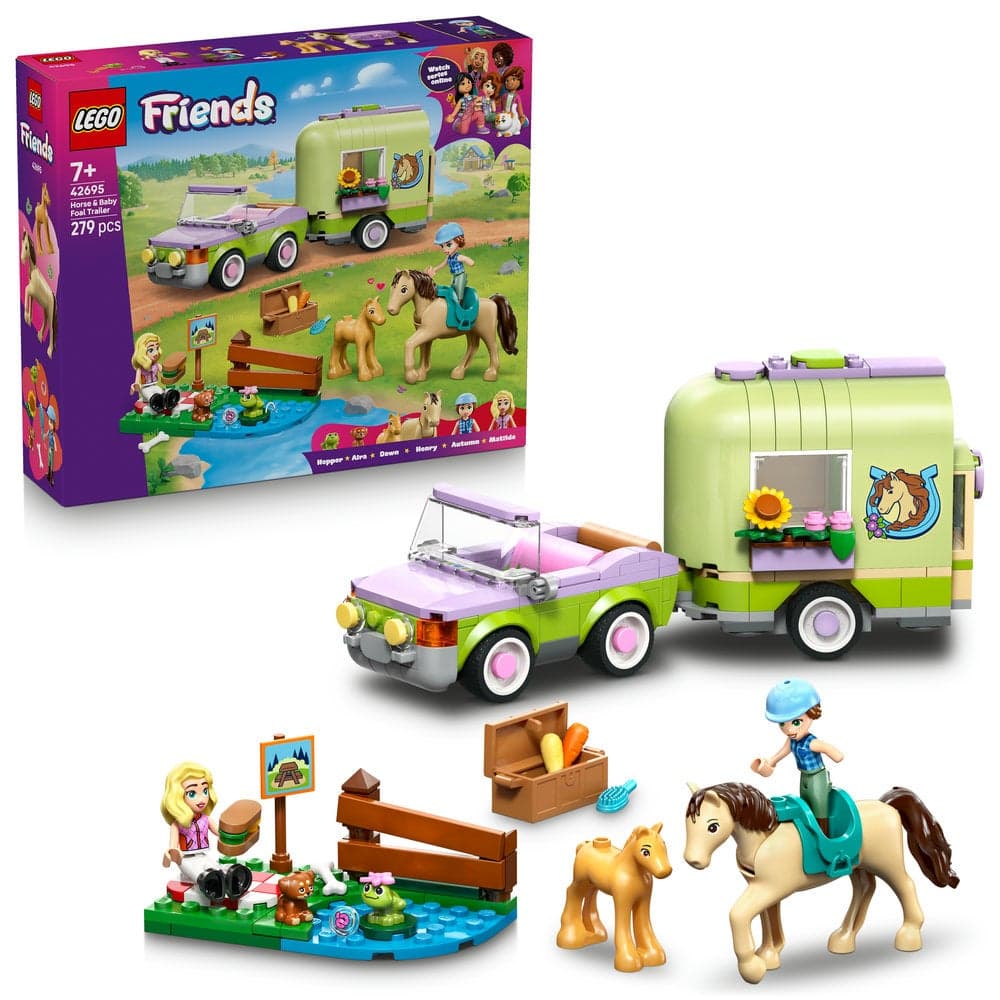 Friends Horse & Baby Foal Trailer with Car Toy 42695 (Age 7+, 279 Pieces)