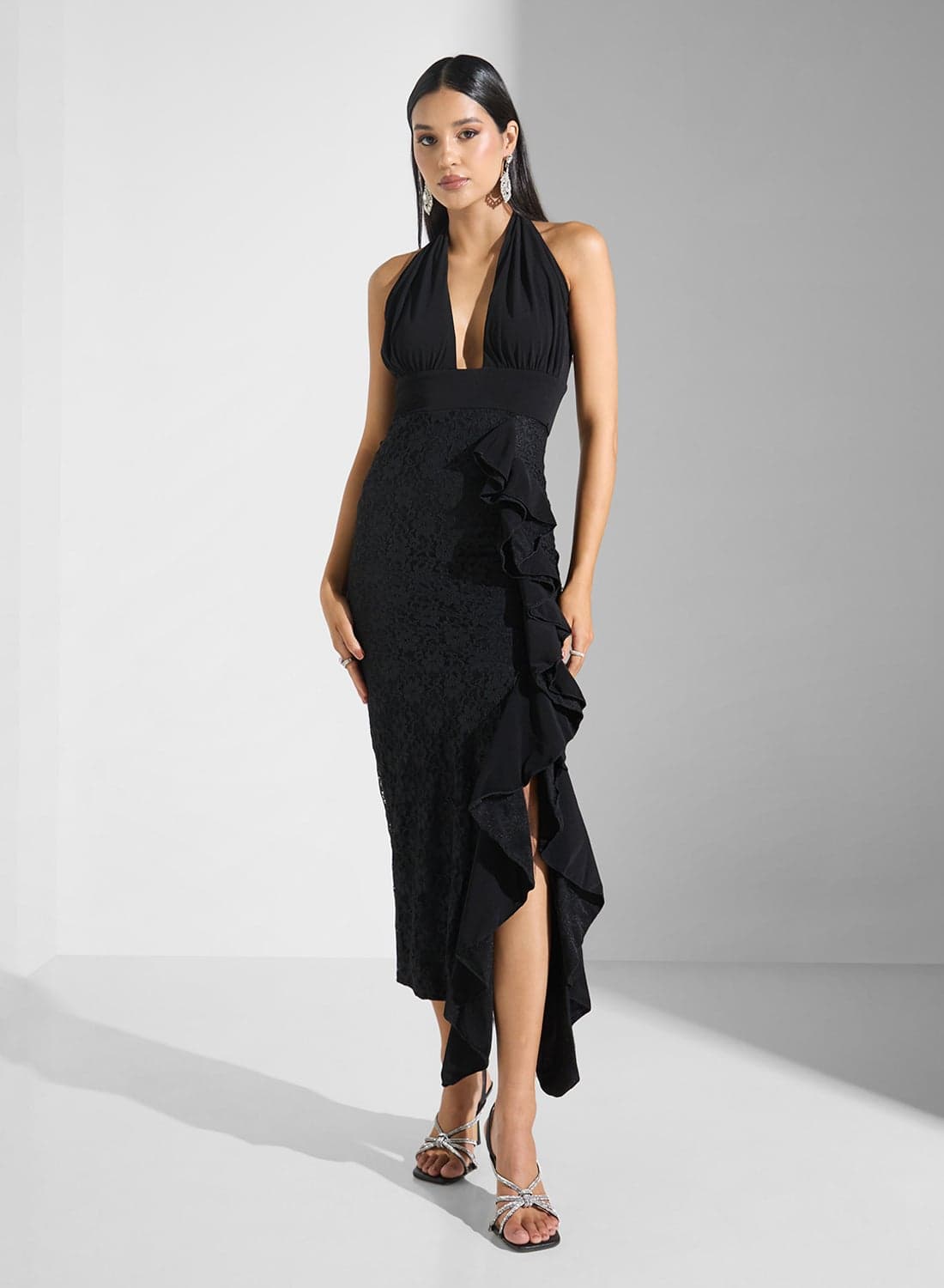Halter Neck Ruffled Dress