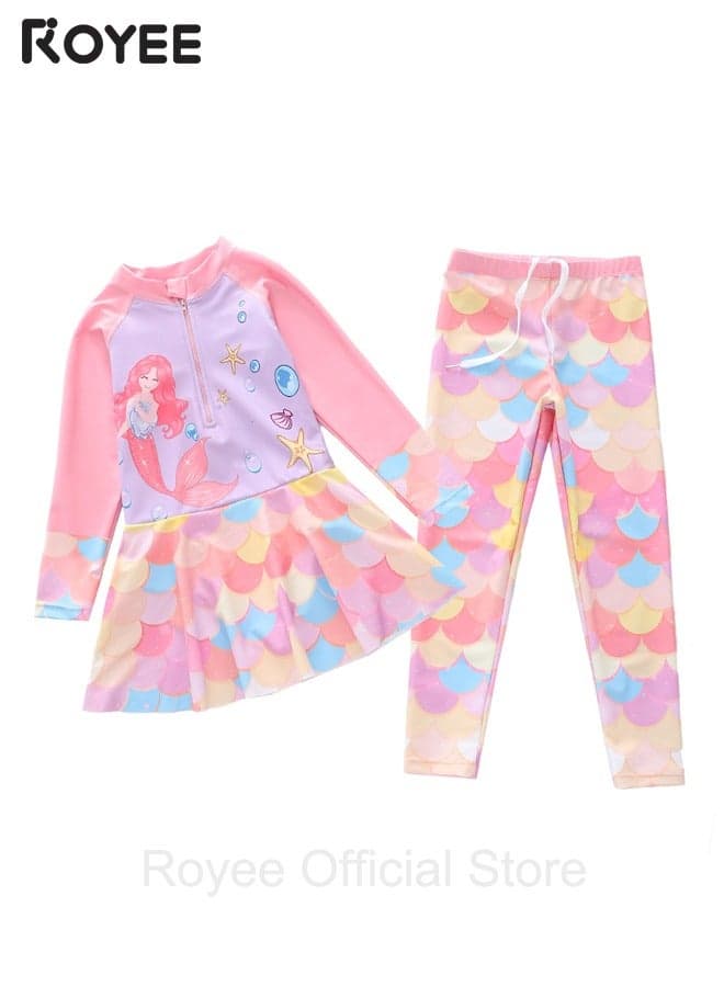 New mermaid swimsuit, long sleeved pants with skirt, conservative girls' swimsuit,swimming suit for girls