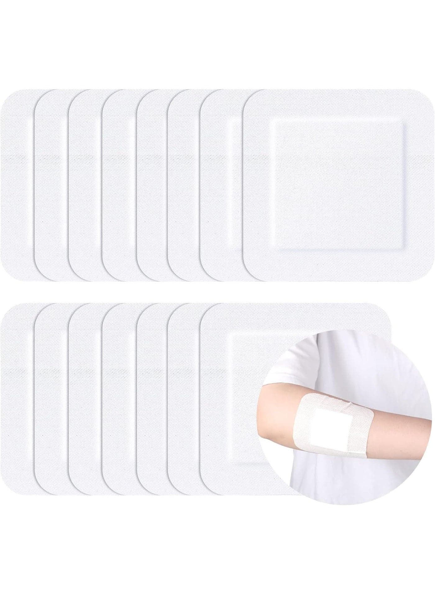 20 Pcs Bordered Gauze Adhesive Island Dressing Wound Dressing Waterproof Gauze with Pad Breathable Bandage Individually Packed Pouches Tapes for Blister Wound Care (10 x 10 CM)