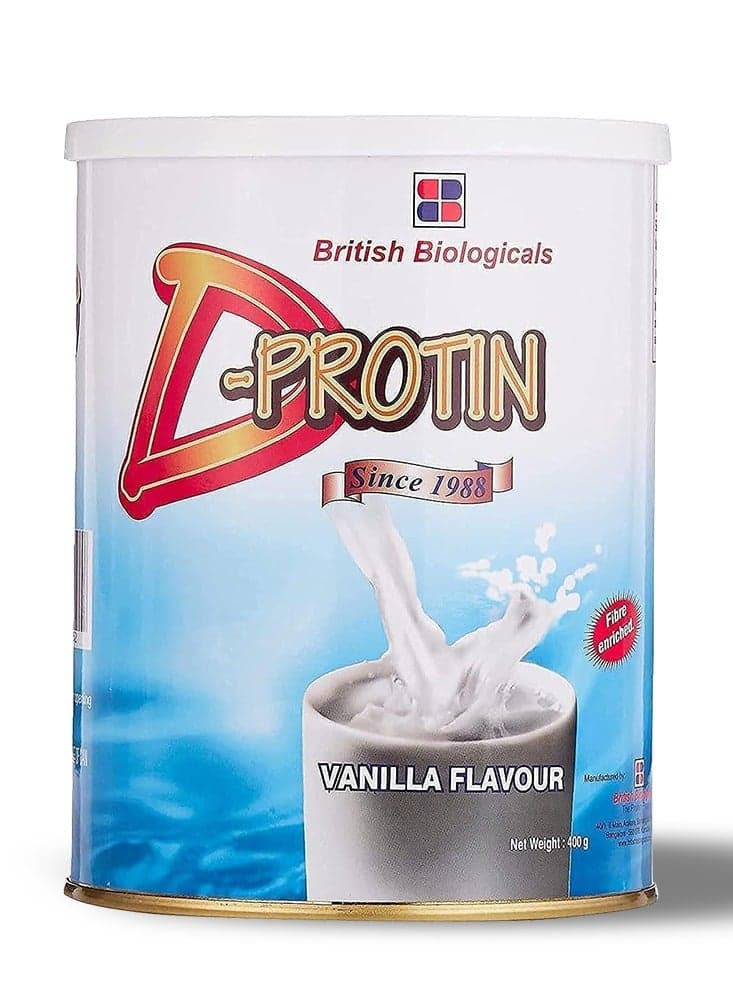 British Biologicals D-PROTIN Nutritional Supplement for Diabetes & Pre-Diabetes | High Protein & Fiber | 30 Essential Nutrients | Immuno-Nutrients for Strength & Vitality | Vanilla Flavour | 400g