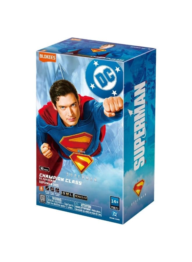 Blokees Superman Champion Class Buildable Action Figure | 1:12 Scale DC Comics Model Kit with Fabric Cape and Krypto Dog | Collectible Poseable Toy for Ages 14+