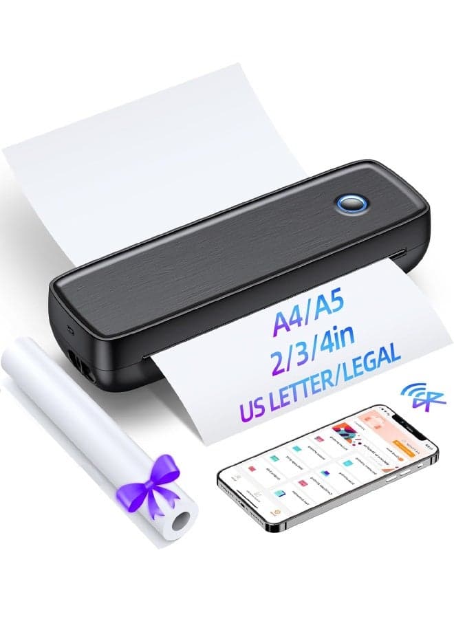 Thermal Printer Sticker Printer 203 DPI High Resolution, Photo Printer, Label Printer Bluetooth & USB, for Home/Office, School, Black