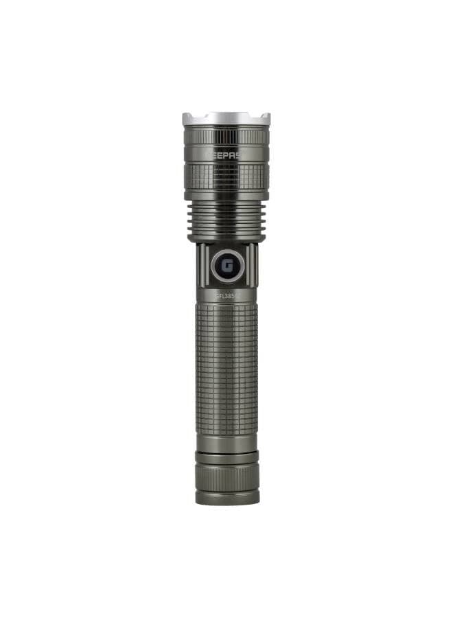 Zoomable 15W LED Flashlight|Aluminum Alloy Body, High Power LED 4000mAh Li-ion Battery, Type-C Charging with 1500 Lumens Output, Type-C Fast Charging| Skid Proof, Shock Proof GFL3854Z Green 227mm