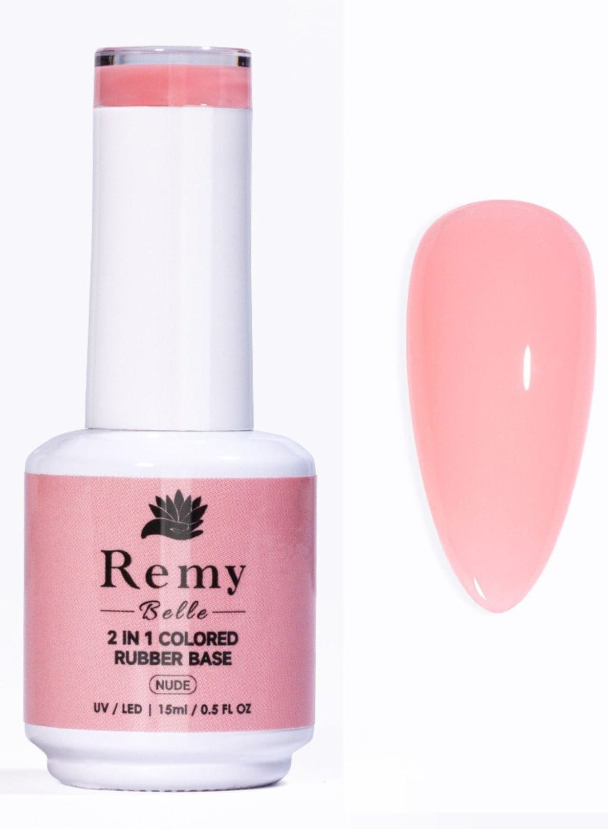 Remy Belle 2 in 1 Rubber Base Coat, Long-Lasting Gel Nail Polish Base Chip-Free Shine, Nude 15 ml