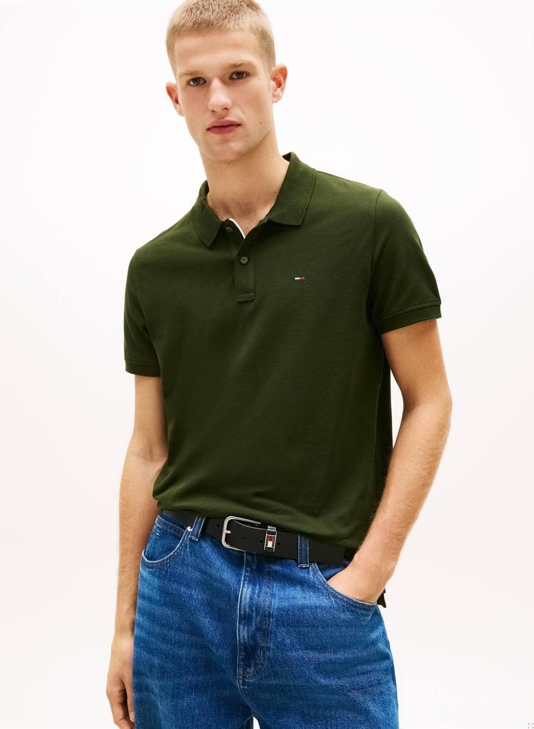 Tommy Flag Slim Fit Pique Polo Shirt