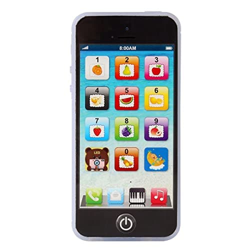 Sujosa Yphone Pretend Smart Mobile Toy Phone for Toddler Baby Kids Musical English Learning Preschool Education Electronic Cell Phone Gift for Boys Girls Black
