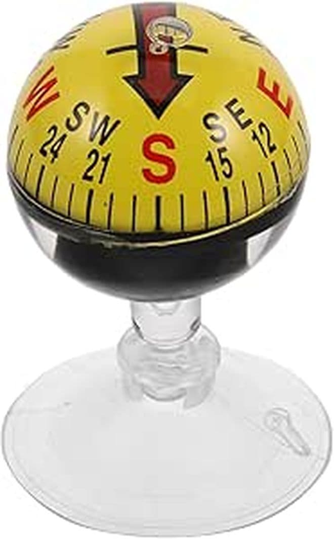 Yellow Plastic 38mm Suction Cup Car Compass Boat Navigation Portable