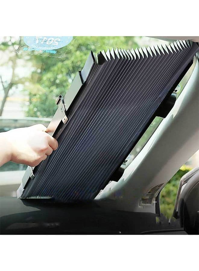 Retractable Car Windshield Sunshade,Front Windshield Reflective Sunshade, Car Window Sunshade for Sun Heat Protection and Block UV Rays, Keep Vehicle Cooler 155*65cm