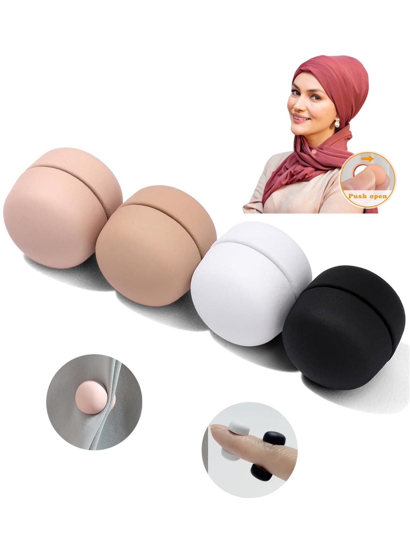 Strong Magnetic Hijab Pins,4 Pack Multi-Use Pinless Hijab Magnet Pin,Colorful Magnet Pins Scarf Magnetic Pin No-Snag Brooch Clasp for Clothes Dress Scarves(Matte)