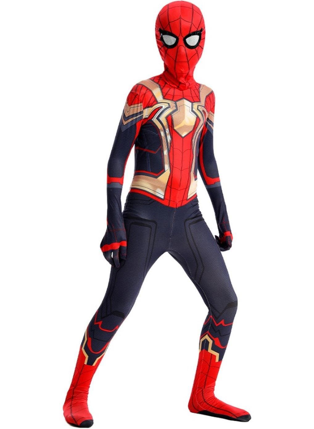 Spider Costume Bodysuit, 3D Style Superhero Cosplay Jumpsuit, Spandex Jumpsuit with Printed Design, Spiderman Cosplay Costumes for Kids-L/130 (Suitable for Kids from 120cm to 130cm)