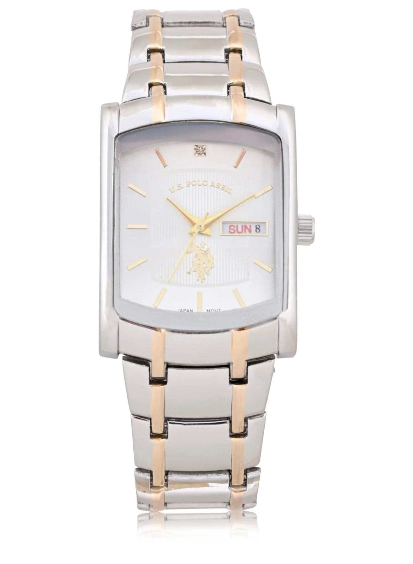 Mens Watch in Gold and Silver with Tank Design in One Size USC80691