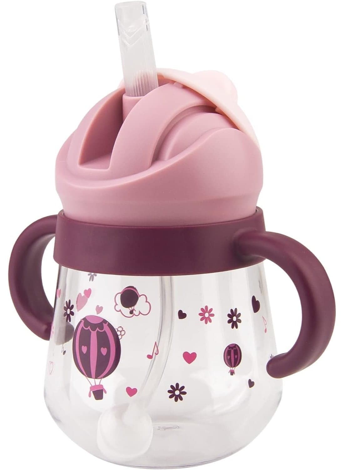 Sippy Cup for Baby 6-12 Months, Weighted Straw Non-Spill Cup for Toddlers With Handles, Spill-Proof, Leak-Proof Soft Spout 260ml, BPA Free (Purple)