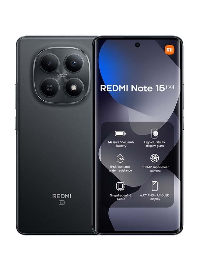 Redmi Note 15 Dual SIM 5G Black 8G RAM 256GB - Global Version