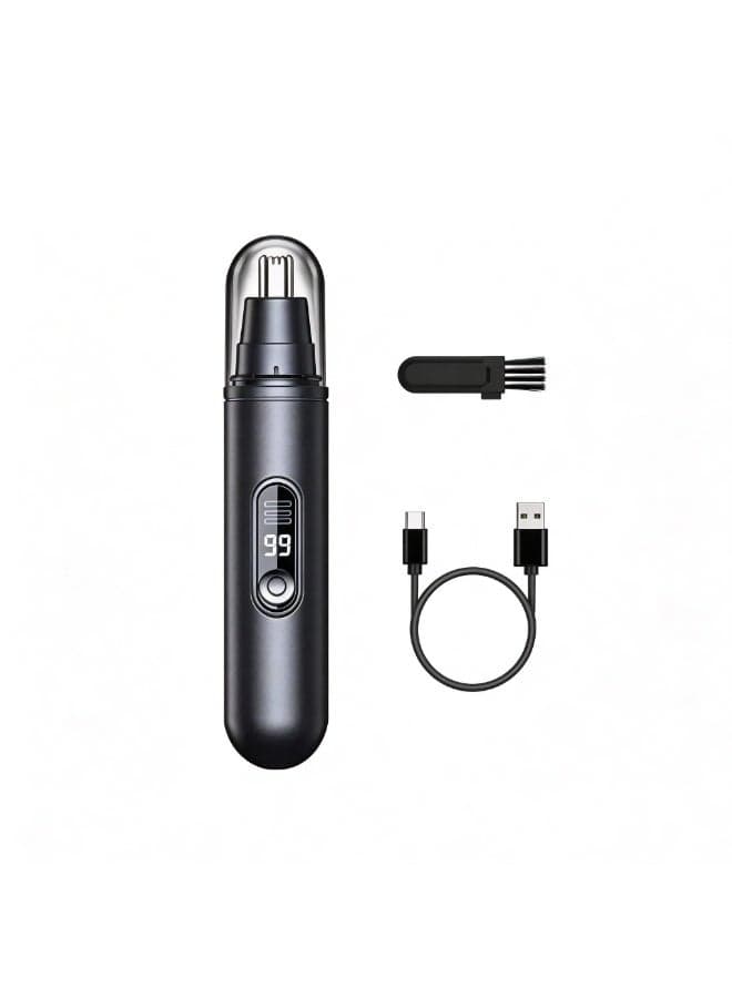 Nose Hair Trimmer for Men Women Rechargeable, Electric Nose and Ear Hair Trimmer, Professional Nose Clipper, LED Display, Waterproof, Portable Travel Size, Painless, (Black)