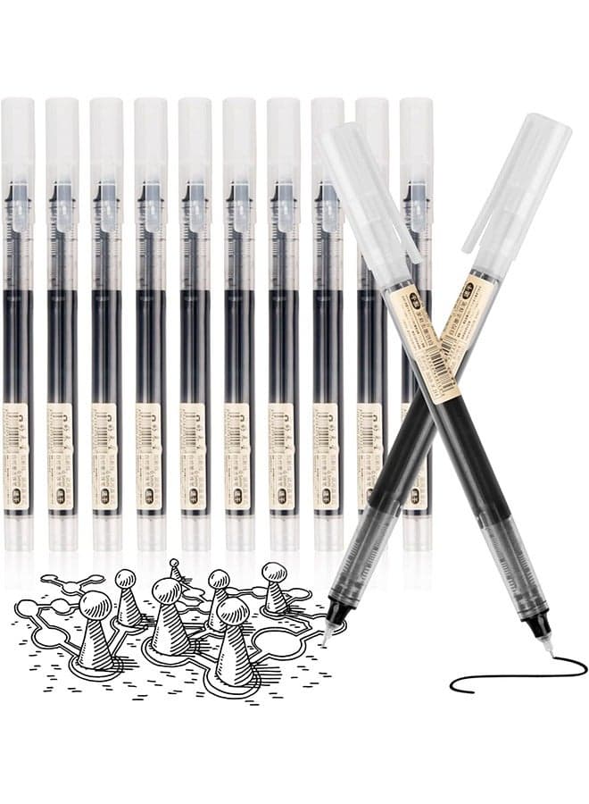 12 Pcs 0.5mm Black Gel Ink Pens, Ballpoint Pen, Ultra-Fast Drying, Waterproof Gel Pen for Writing, Drawing, and Outlining, Black Pens for Students, Office Workers Etc.