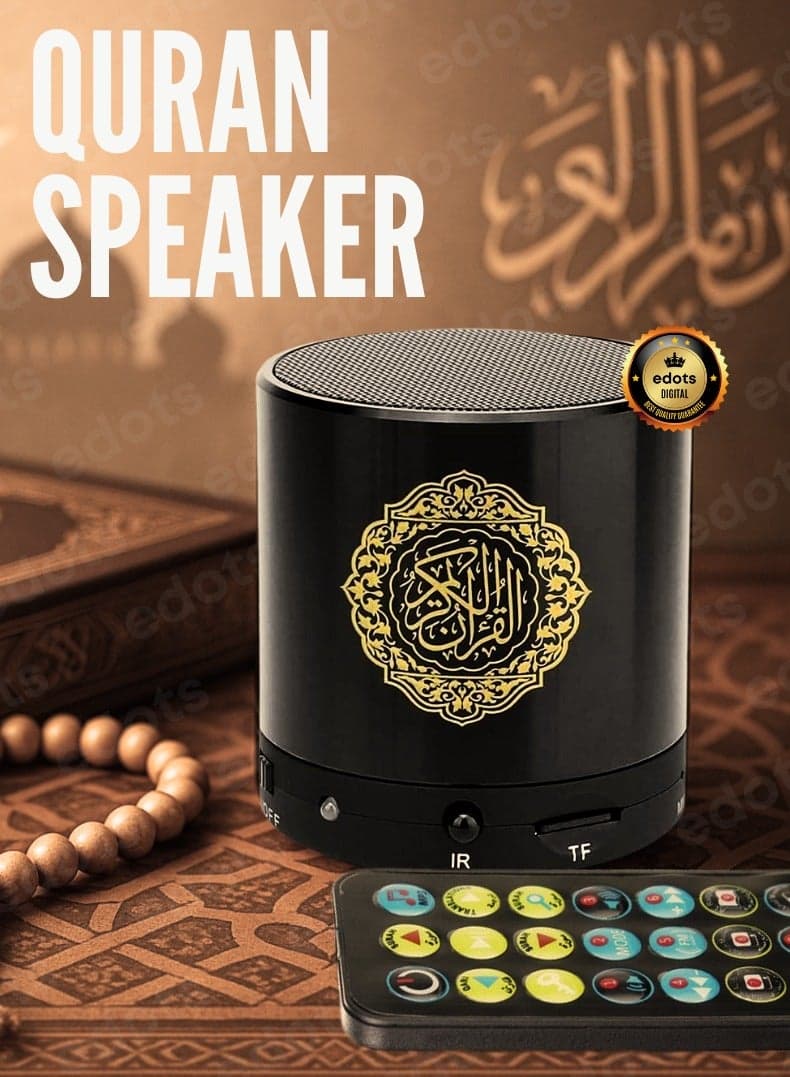 Compact Digital Quran Speaker with Translation, Tafseer & HD Audio – Portable Islamic Learning Companion | Black