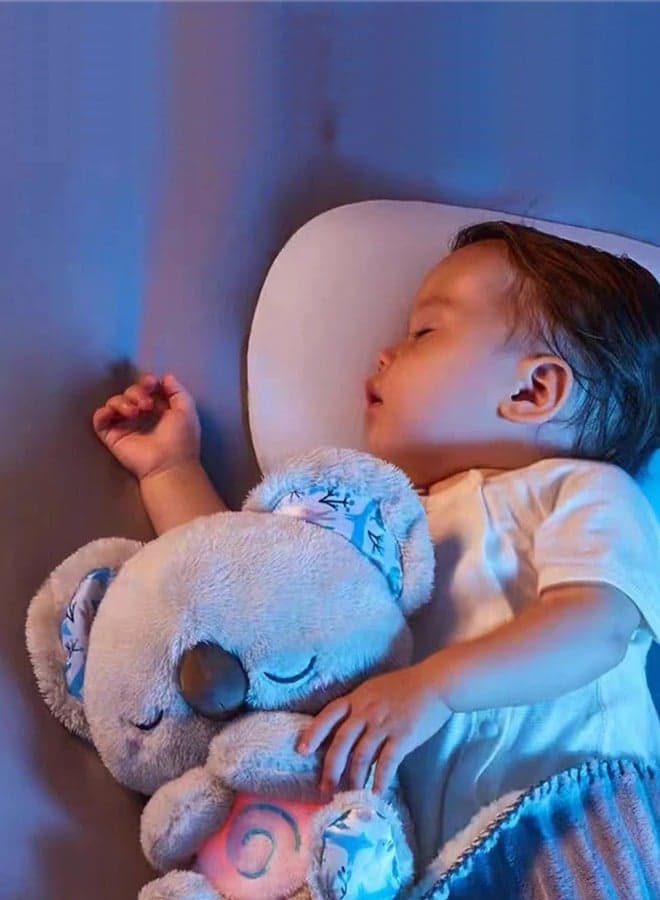 Cute Koala Baby Sleep Soother with Music Lights Rhythmic Breathing Motion Plush Stuffed Animal Musical Baby Toy for Newborns