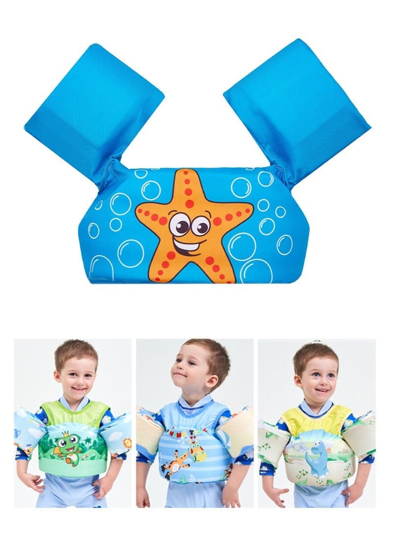 Swimming Float Vest with Arm Band for Kids 2-6 Years Old 22-55 Pouds, Swim Vest Cute Cartoon Swimming Wings Pool Floats Sleeve Children Water Sports Learning Swim Training Equipment for Boys and Girls