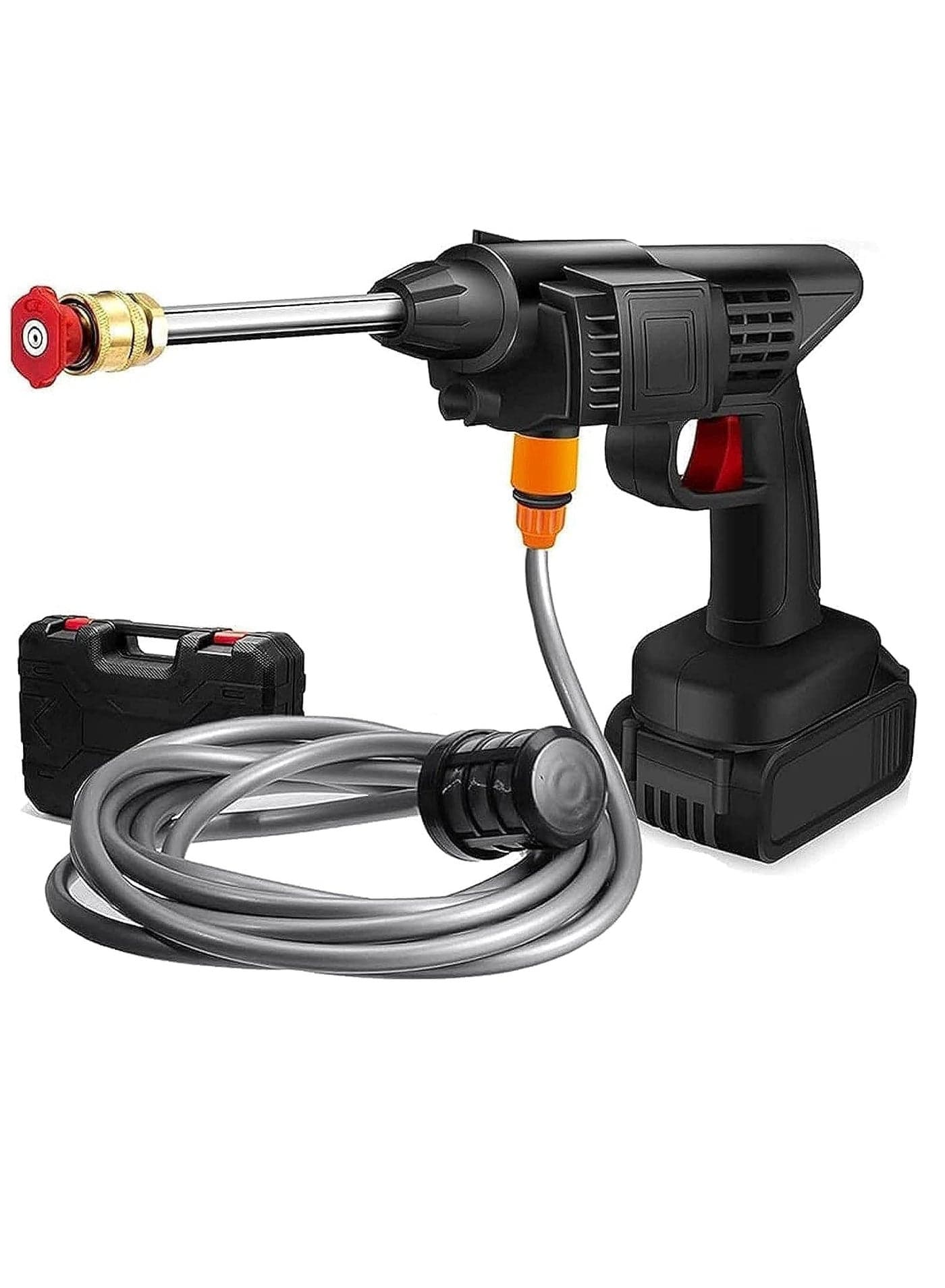 Cordless 48V Electric High Pressure Car Washer Manual Rechargeable Car Washing Machine with Adjustable 3-in-1 Nozzle and Hose Pipe for Washing Cars Watering Flowers Cleaning Floors