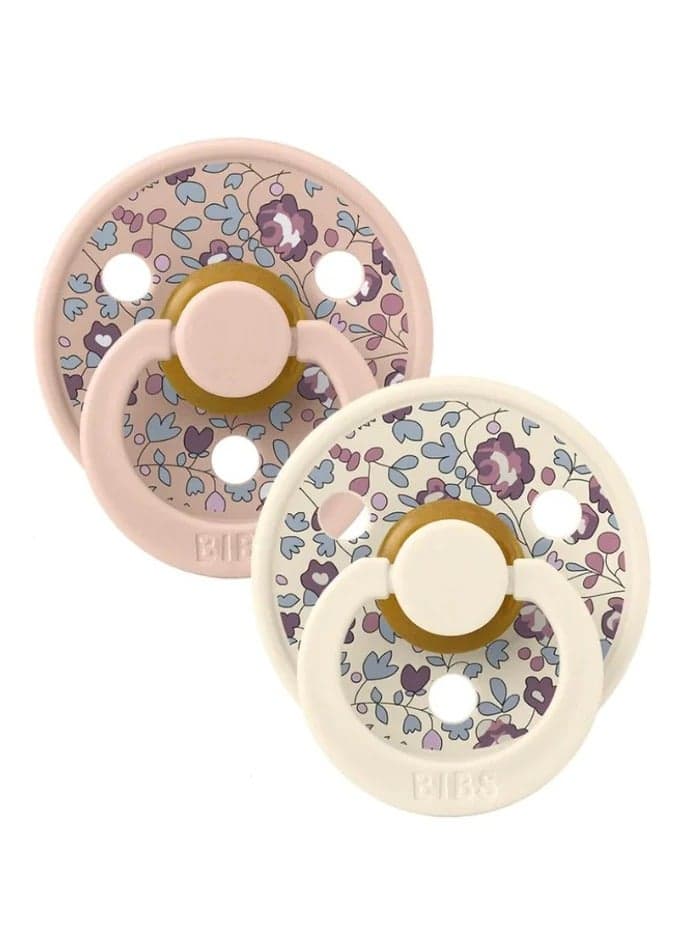 BIBS Pacifier DeLux (Latex) Baby 2-piece - Eloise White/Pink