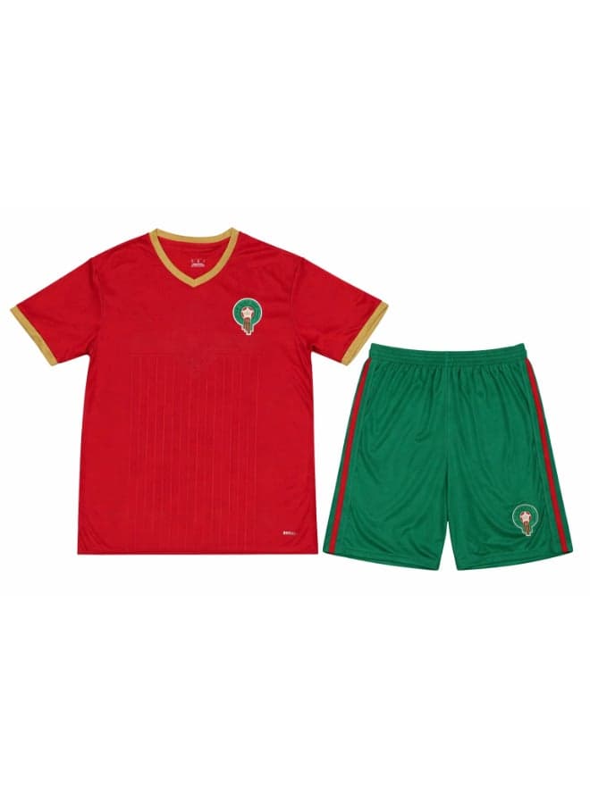 Kids Morocco 2026 World Cup Home Jersey Kit – Football Shirt & Shorts Set for Kids