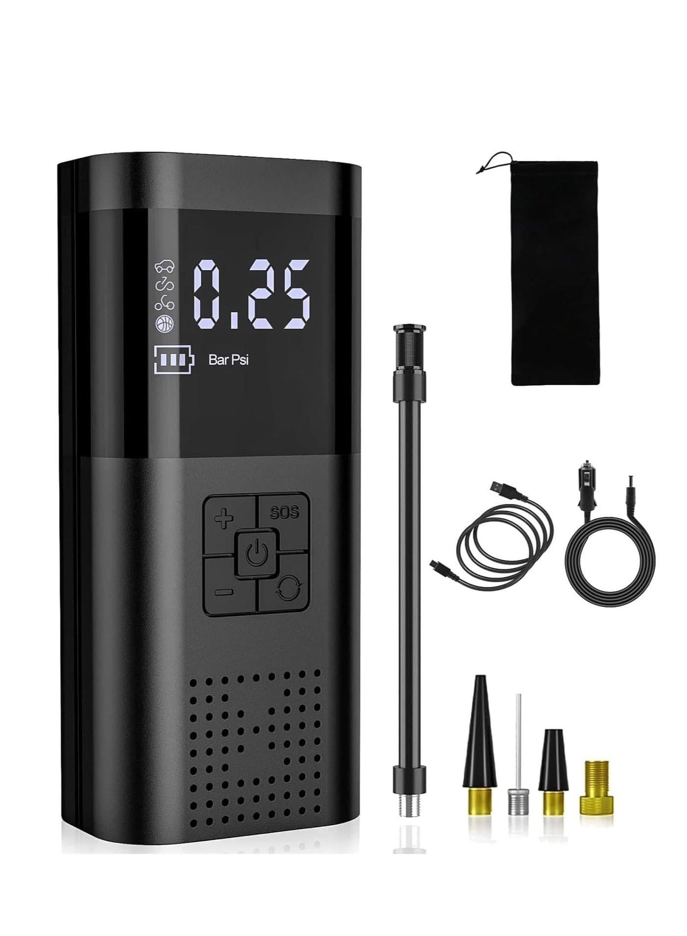 Tire Inflator Portable Air Compressor,For Car Cordless 35L/Min Fast Inflate 150PSI Air Pump For Tires, Digital Electric Tire Pump with LED Light For Bike, Moto, Ball (BLACK)