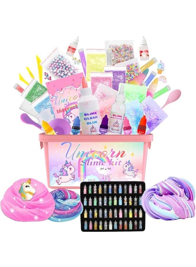 Beauenty DIY Slime Kit for Kids,DIY Slime Making Toys Kids for 6-12,Fluffy Cloud Foam Squish Glitter Slime Making Kits,Fun Slime Making Kit Awesome Craft Toy Birthday Present Ideas