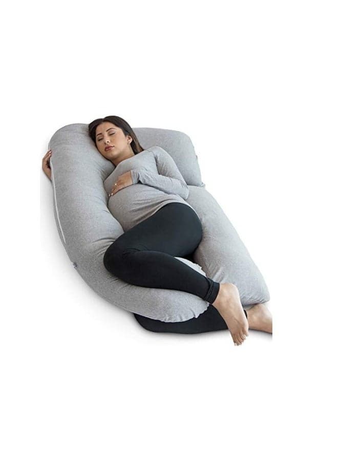 U-Shape Pregnancy Pillow | Full Body Support | Relieves Back, Hips, Neck & Sciatica Pain | Soft Jersey Fabric | Adjustable | 134.62 x 78.74 x 17.78 cm | Hypoallergenic