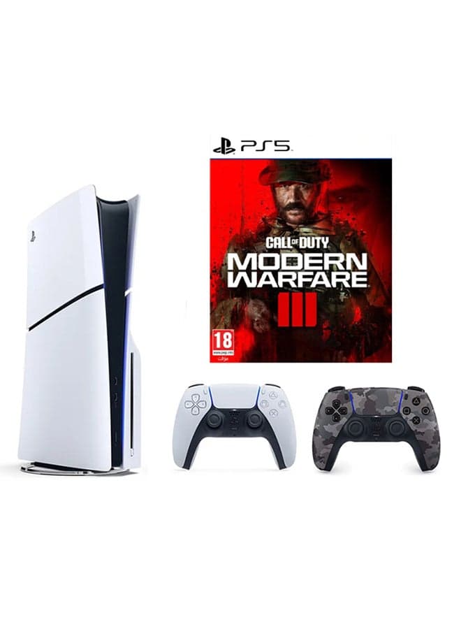 PlayStation 5 Slim Disc Console with Extra Grey Camouflage Controller and Call of Duty: Modern Warfare III Bundle