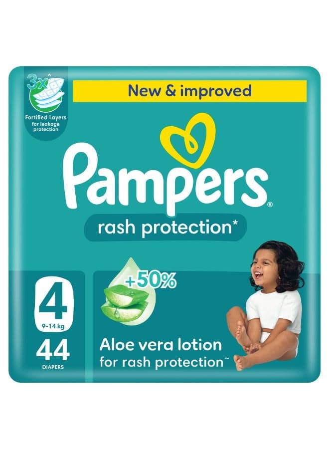 Rash Protection Size 4 Taped Diapers 9-14 Kg Jumbo Pack 44 Count
