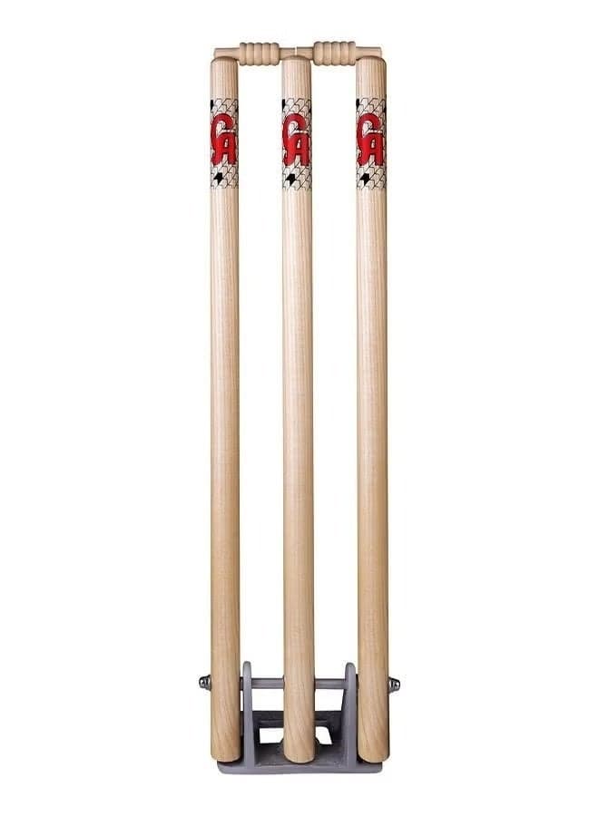 CA Sports Wooden Cricket Wicket Stumps with Spring Stand