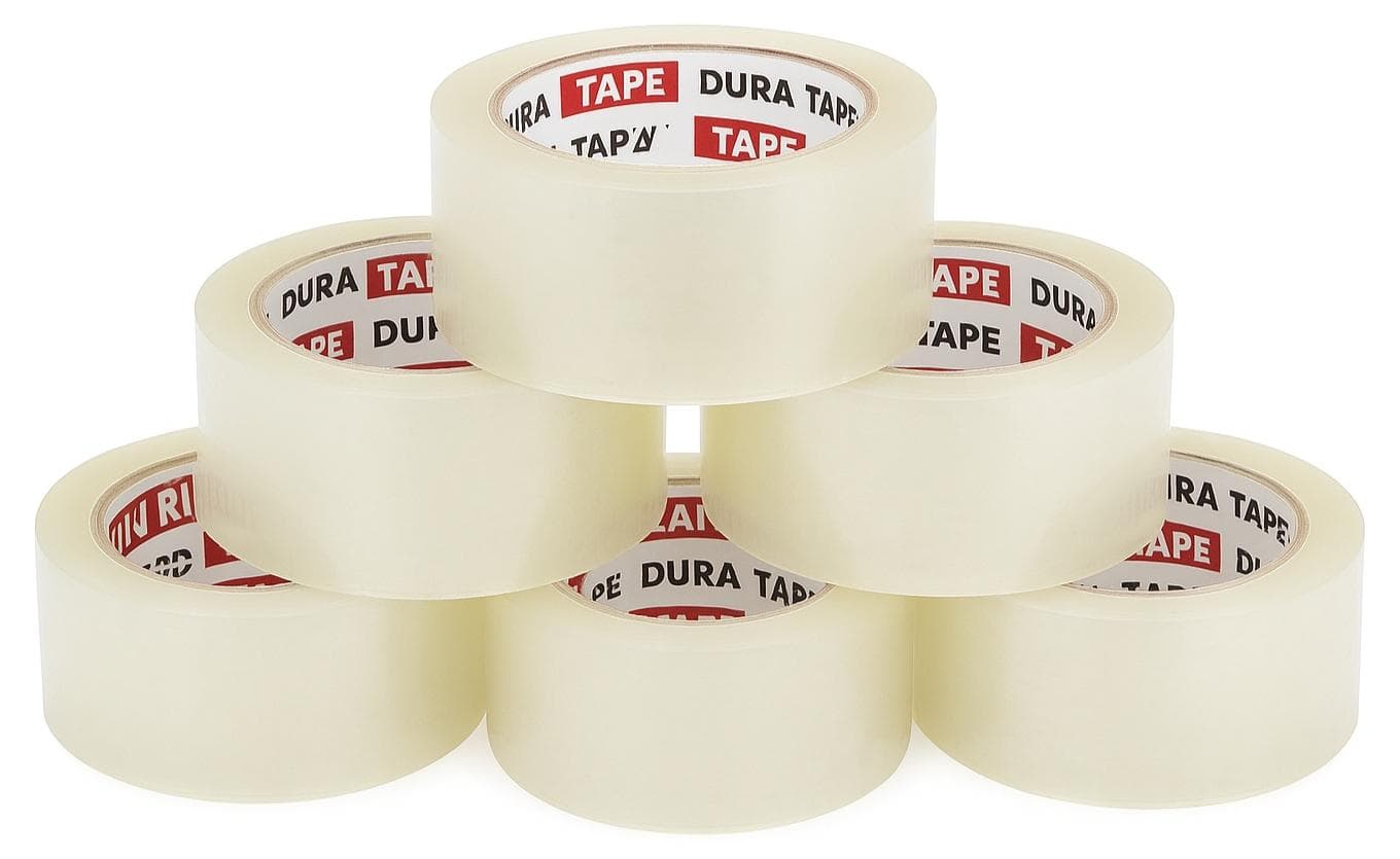 Dura Brand Transparent Clear Packing Tape – 48mm x 50 Yards | Strong Adhesive Heavy-Duty Carton Sealing Tape for Moving, Shipping & Storage