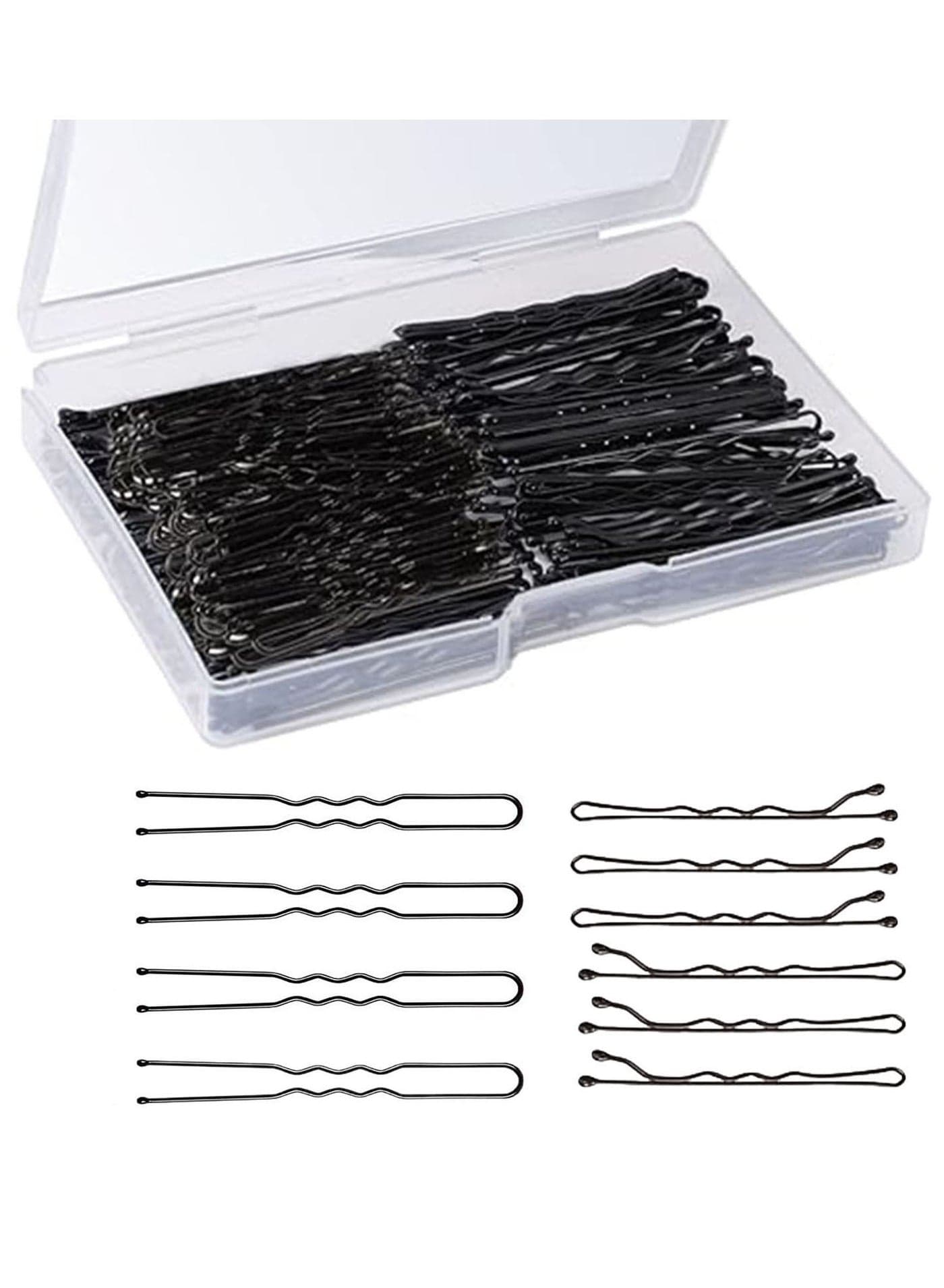 200Pcs Hair Pins Kit, Bobby Pins & U Shaped Pins Bun Hair Pins Gifts for Women Girls with Storage Box Wedding Hairstyles (Black)