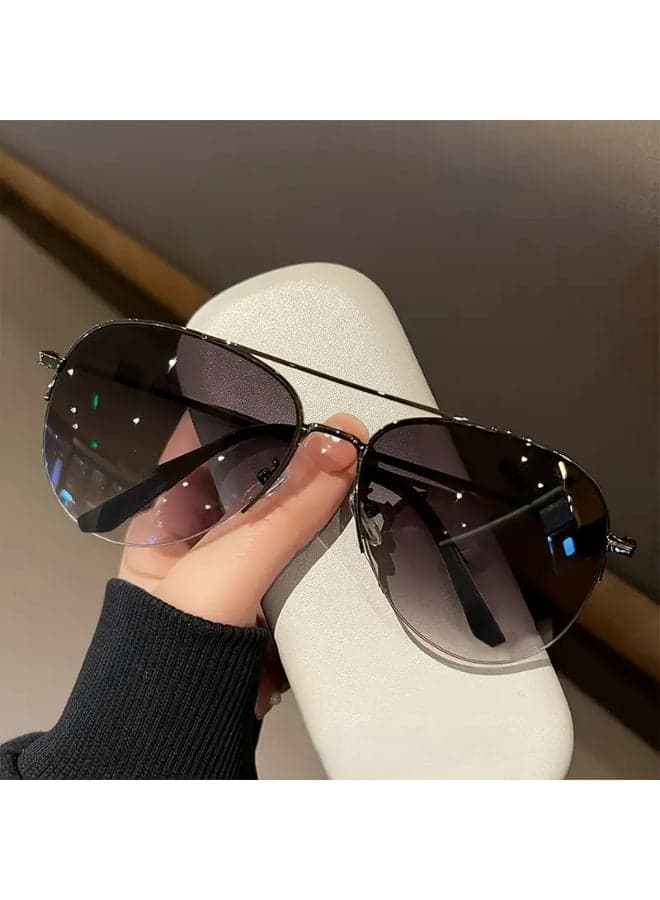 Fashionable glasses for men and women, classic glasses with metal frames (Includes eyeglass case),sunglasses