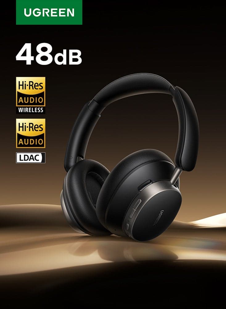 HiTune Max6 Hybrid Active Noise Cancelling Bluetooth Headphones, Hi-Res LDAC Wireless Audio, 120H Playtime, Over-Ear Wireless Headphones with Deep Bass for Travel Max 6