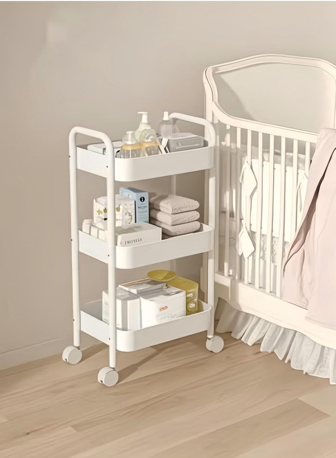 3 Tier All-Steel Cart,Rolling Cart,Baby Organizer for Storage Baby Products,Home Storage Rack,Kitchen Storage,Bathroom Racks