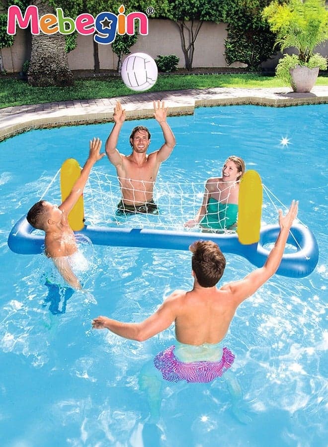 252*64cm Volleyball Net Set with a Ball, Inflatable Pool Float Set, Inflatable Water Games, Pool Floating Toys, Summer Swimming Floaties, Convenient to Store or Bring Along for Vacations and Pool-hopping Adventures