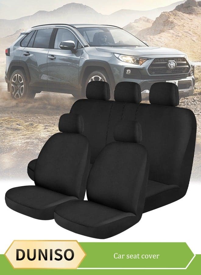 12 Pieces of Car seat cover, five seats fully wrapped seat cushion, breathable polyester fabric car backrest seat cover, removable headrest cover,wear resistant and anti slip, suitable for all seasons, suitable for most car seatsr,black