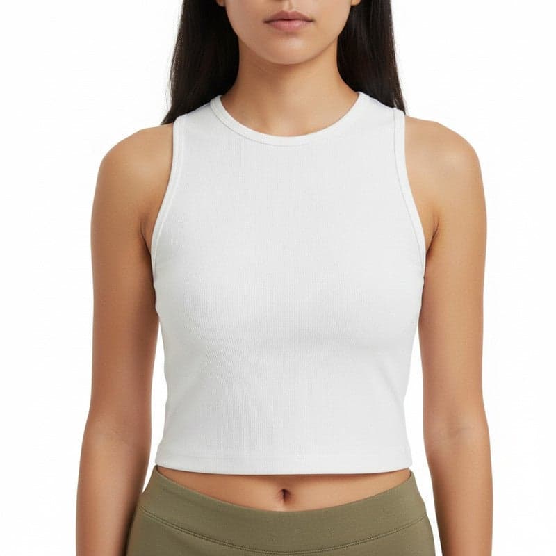 JOANNA Women Tank Top Ribbed Texture Sleeveless Slim Fit Cropped Casual Top