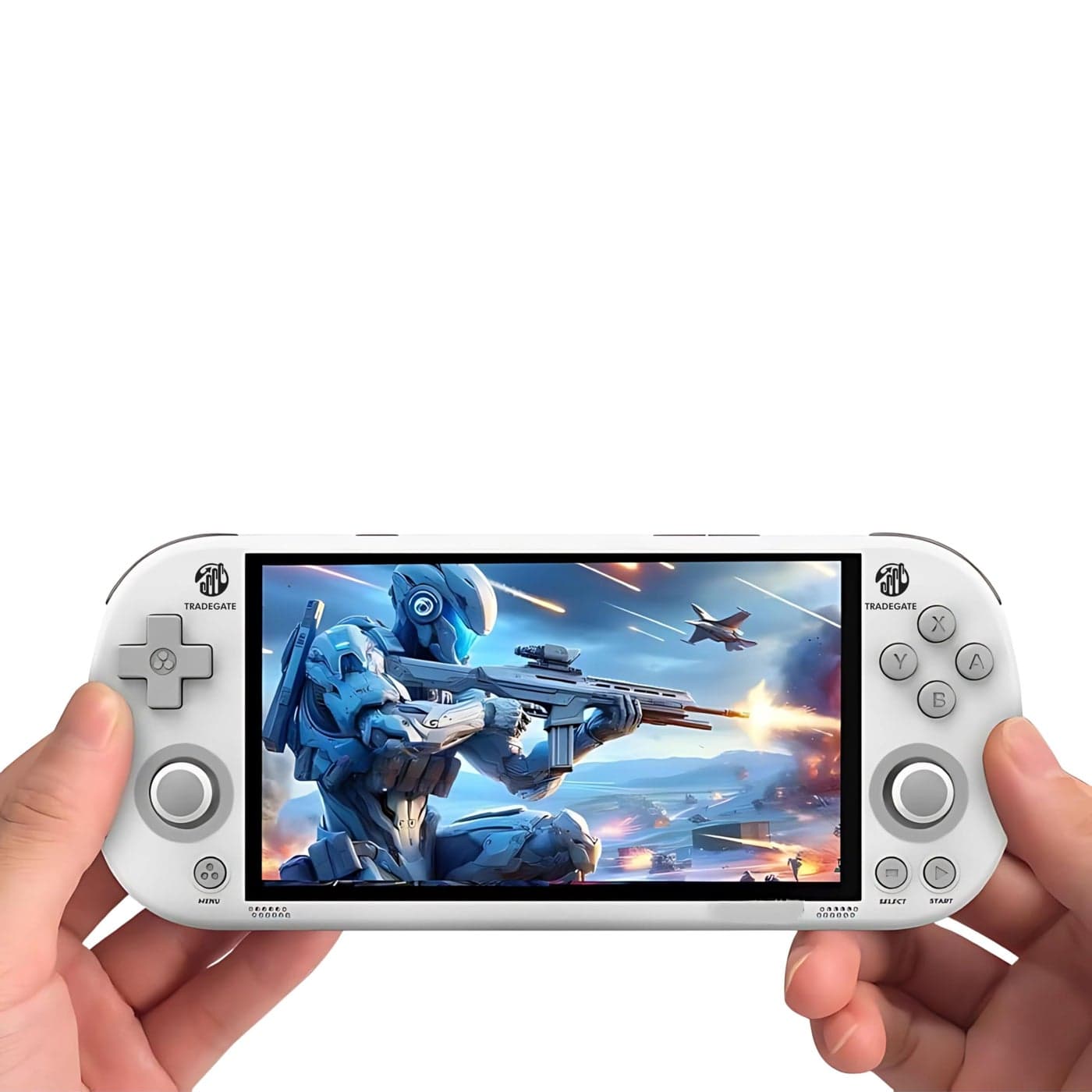 Handheld Game Console, 4.96-inch LCD Screen, 64GB Storage, WiFi Multiplayer, 7000+ Games, White