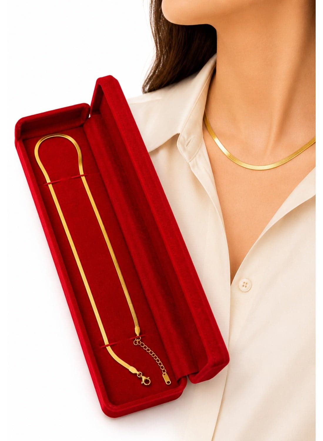 SARAOONT 18K Gold Plated Necklace Chain for Women Adjustable Cuban Link with Gift Box