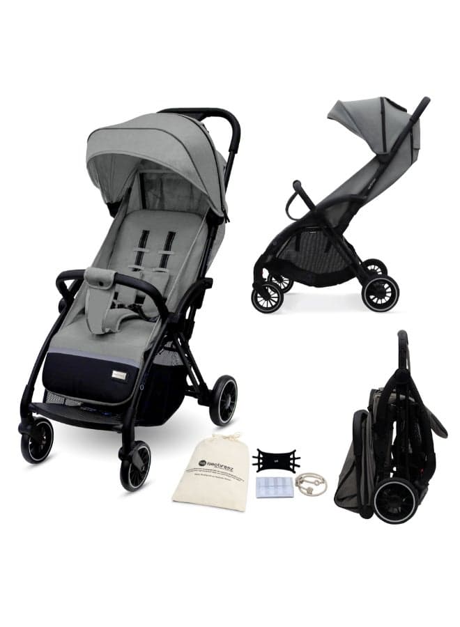 THETA Auto Fold Compact Lightweight Travel Toddler Baby Stroller, Self-Stand Baby Trolley, Pushchair, Waterproof UPF 50+ Canopy, 0-4yrs, 22kg, 3yrs Warranty