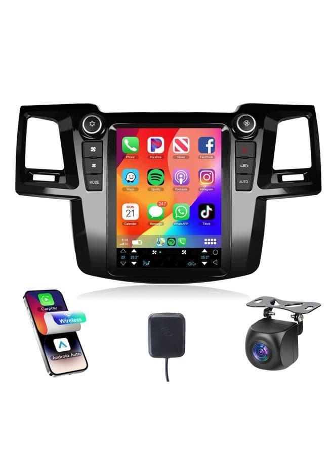 2G+64G Android 13 Car Radio for Toyota Fortuner Hilux 2005-2014, Rimoody Car Stereo CarPlay Android Auto 9.7 inch Touchscreen GPS WiFi Mirror Link Bluetooth FM/RDS EQ USB + Backup Camera