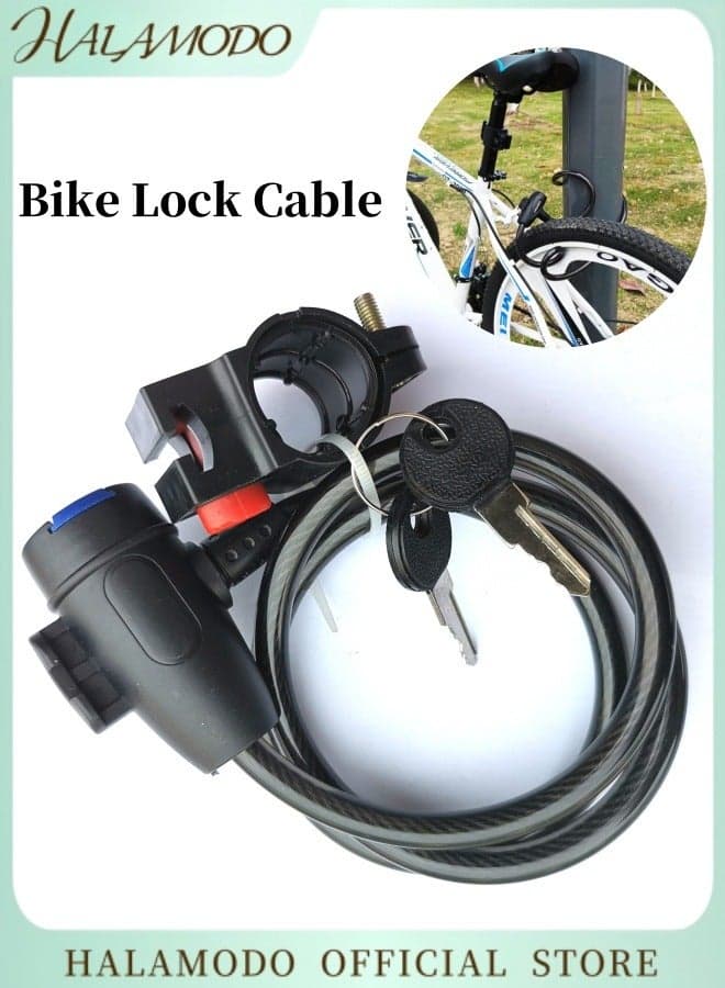 Bike Lock with 2PCS Keys Thick Bike Lock Cable Coiled Secure Bicycle Lock Scooter Lock Bike Locks Heavy Duty Anti Theft Bike Cable Lock with Mounting Bracket for Bicycle & Scooter & Gate ( 2.62 Feet )