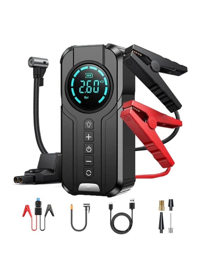 Jump Starter with Air Pump, 1000A Portable Car Jumper with 150PSI Digital Tire Inflator,12V Lithium Battery Charger Booster Box with Type-C Quick Charge (Up 6L Gas/3L Diesel Engine)