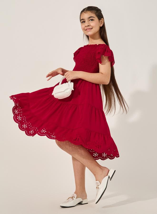 Eyelet Hem Dress