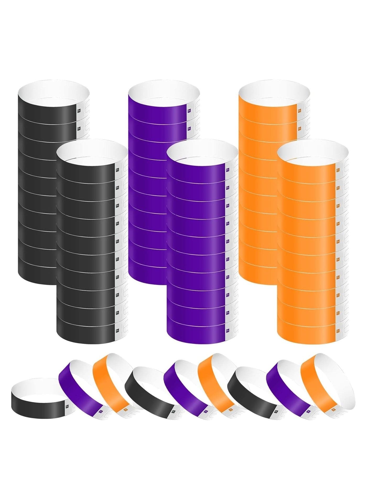 600pcs Neon Wristbands Waterproof Paper Bracelets Event Colorful Wrist Party Bands ArmbandsDisposable Waterproof Wristband Colored Wristband Suitable for Parties Concerts,Purple Orange Black Colors