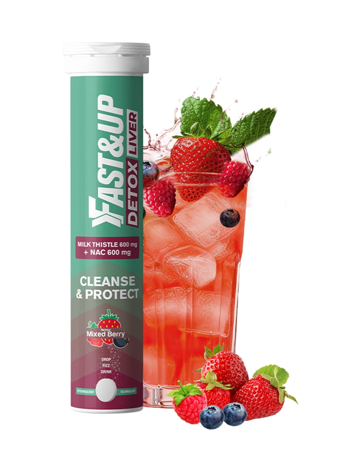 Daily Liver Detox - Detox Your Liver from Toxins - 20 Effervescent Tablets, Mixed Berry Flavour